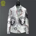 chemise versace popeline de iconic barocco lion medusa  white